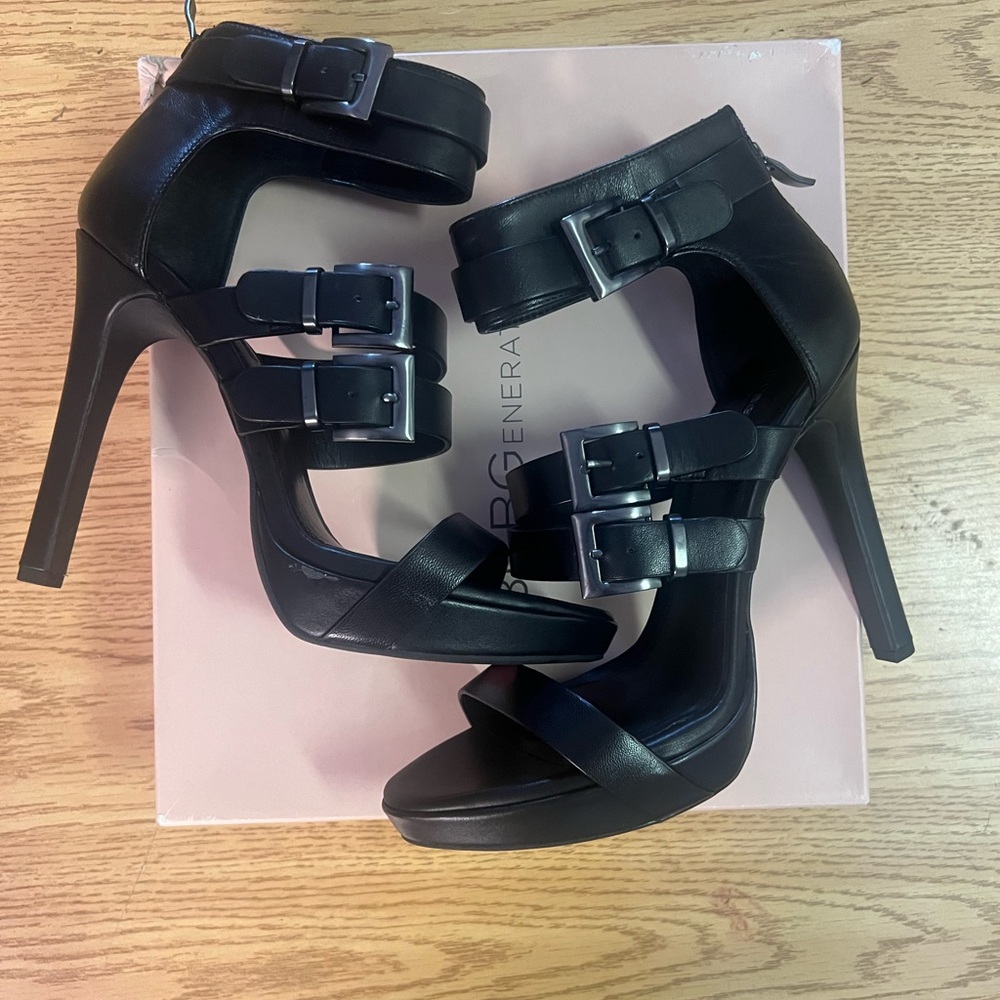 BCBGeneration black & soft Napa silk heels. Sz 10 new in box